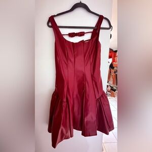 Faux  leather Red Sleeveless mini  Dress